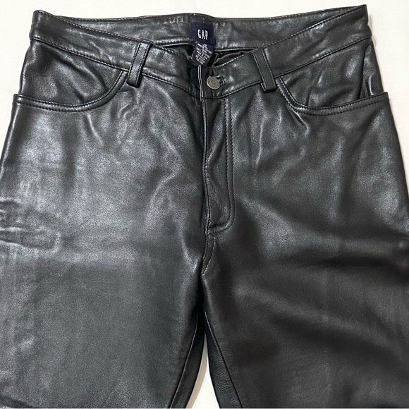 Vintage 90’s Gap Women’s Black Leather High Rise Straight Leg Pants, Rare - 10 - Picture 3 of 10